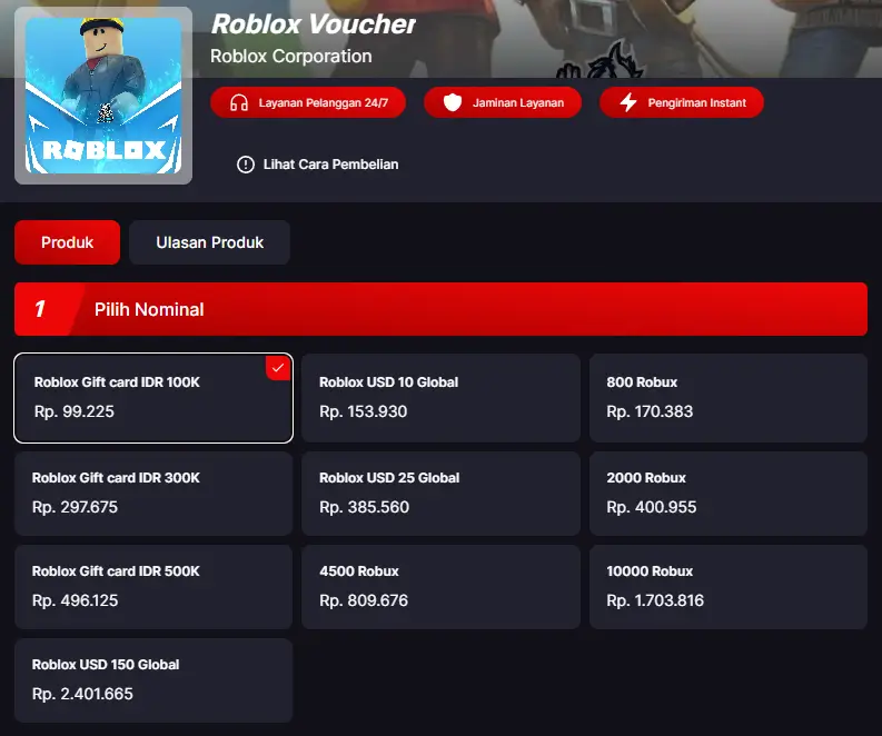 Harga Robux Terbaru